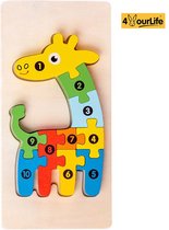 Houten Blokpuzzel - Giraffe - Montessori Speelgoed - Vroege educatieve ontwikkeling - 3D puzzel - Peuter - Kinderen - 3 Jaar - Gift - Cadeau
