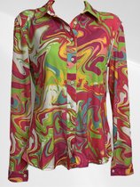 Angelle Milan - Casual blouse - Kleurrijk roze - Travelstof - Maat XL - In 5 maten verkrijgbaar