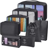 Koffer 8-pack reisverpakkingsblokjes Essentials tasorganisator verpakkingstassen voor kleding schoenen cosmetica toiletartikelen opbergzakken (zwart)