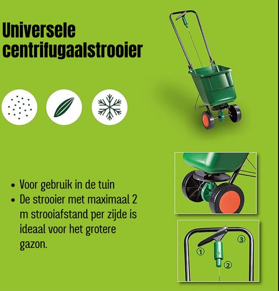 Strooiwagen - Meststofstrooier Met 12 Liter Vulvolume - Meststrooier Ook Voor Gazonmest, Kalk, Gazonzaad En Strooizout - Strooiproces Te Bedienen Via de Handgreep van Toonbank — afbeelding 5
