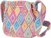 Tas Dames - Bucket Bag met Zomerse Print - Kwastjes - 24x17 cm - Multicolor