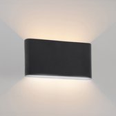 Tapis LED - Applique Zwart - Up & Down - Dimmable - 5 watt - 550 Lumen - 3000 Kelvin - Lumière Wit - IP65 Éclairage extérieur