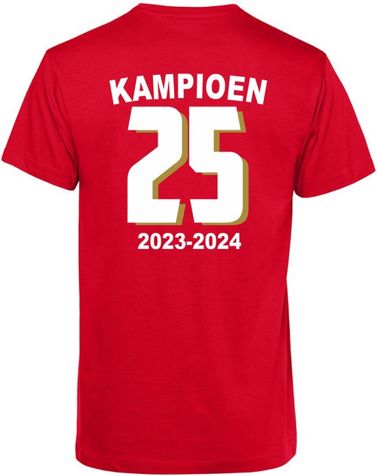 T-shirt 25x Kampioen | PSV Supporter | Eindhoven de Gekste | Shirt Kampioen | Rood | maat XXL