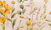 Kussenhoes - Gobelinstof - Solis - Gele - Bloemen - Paardenbloem - Boterbloem - Margrietjes - 45 x 45 cm