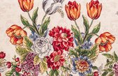 Kussenhoes - Gobelinstof - Poline - tulpen - Bloemen - paars - blauw - 45 x 45 cm