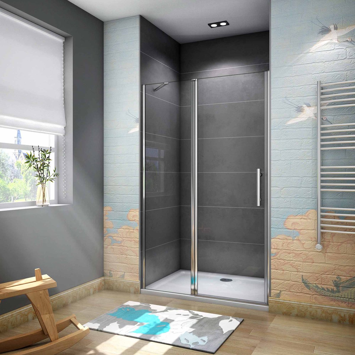 Doechedeur 80x195 cm,draaideur, 6 mm NANO EasyClean veiligheidsglas
