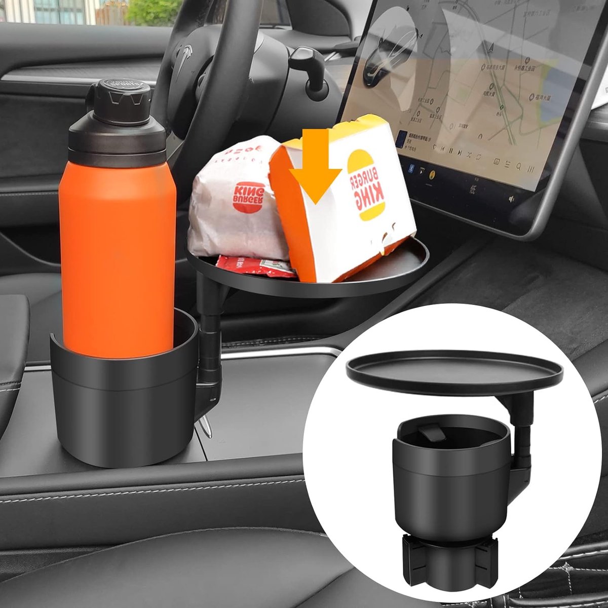 Porte-gobelet Voiture 2 En 1 Extensible – Support Double Bouteille – Noir ABS – Diamètre Max 70 Mm