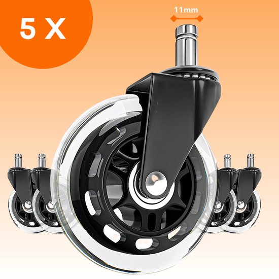 FLOOQ bureaustoel wielen 11mm – set van 5 – transparant