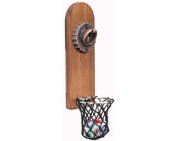 Bieropener met opvangnetje - Flesopener muur - Opener - Bier accessoires - Met plakstrip - Hout - Brons Bieropener met opvangnetje - Flesopener muur - Opener - Bier accessoires - Met plakstrip - Hout - Brons