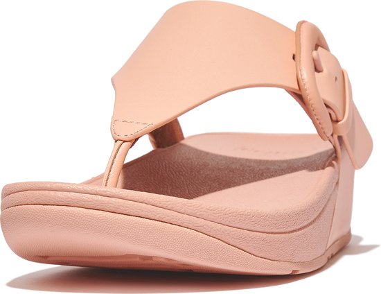 FitFlop Lulu Covered-Buckle Raw-Edge Leather Toe-Thongs ROZE - Maat 38