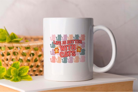 Mug La Life est meilleure avec les Cats - Cats - Cadeau - Cadeau - MeowMonday - Chats - KittyLove - Chats - MeowMonday - Cat Lovers - PerfectPoes