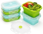 Set de 6 récipients alimentaires avec couvercle en silicone, 350 ml, boîte Tupper pliable, empilable, réutilisable, sans BPA et hermétique, passe au micro-ondes, au lave-vaisselle et au congélateur