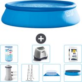 Intex Rond Opblaasbaar Easy Set Zwembad - 457 x 122 cm - Blauw - Inclusief Pomp - Ladder - Grondzeil - Afdekzeil Filter - Zoutwatersysteem - Zwembadzout