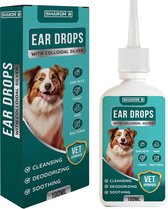 Oordruppels hond - Oorsmeer reiniger - 100 ml - Mega fles - Met colloïdaal zilver - tegen oormijt, oorontsteking en oorjeuk bij honden