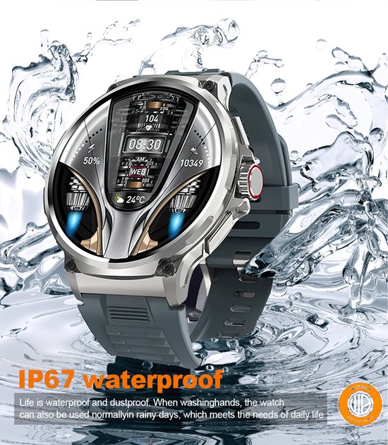 Smartwatch Voor Heren - 1,83 Inch Scherm, Bluetooth Bellen, 100+ Sportmodi, IP67, Hartslag- En Slaapmonitor