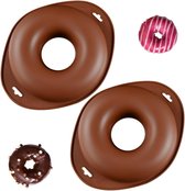 2 stuks bruine grote donutbakvorm, donutvorm, siliconen donutvormen, anti-aanbaklaag donutbakvorm in levensmiddelenkwaliteit, voor het bakken van donuts, voor cake, koekjes, muffins