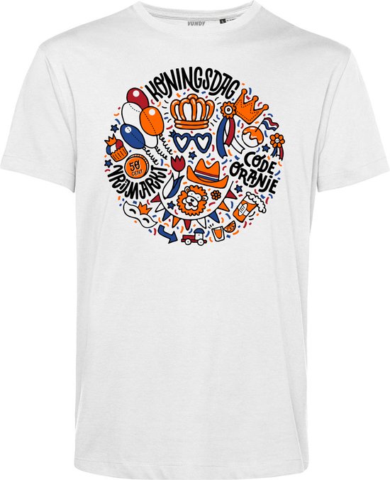 T-shirt Koningsdag Bol | Koningsdag kleding | Oranje Shirt | Wit | maat L