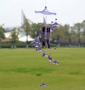 Carillons éoliens 11 dauphins orgue à vent violet Env. 13x13x70cm en plastique et 4 tubes en aluminium