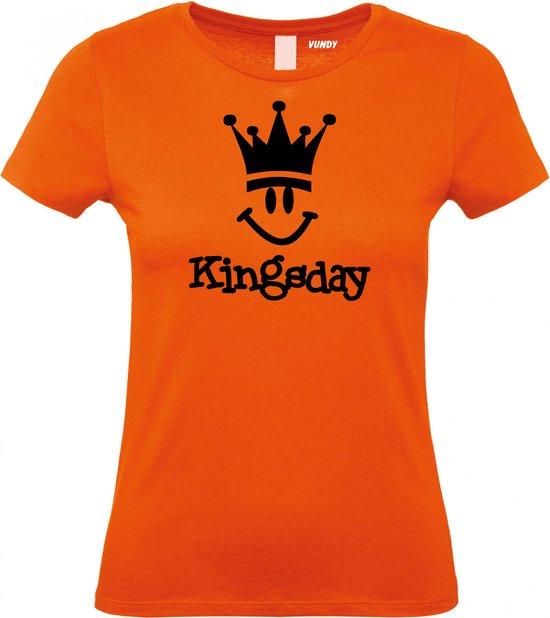 Dames t-shirt Kingsday Smiley Dames maat M