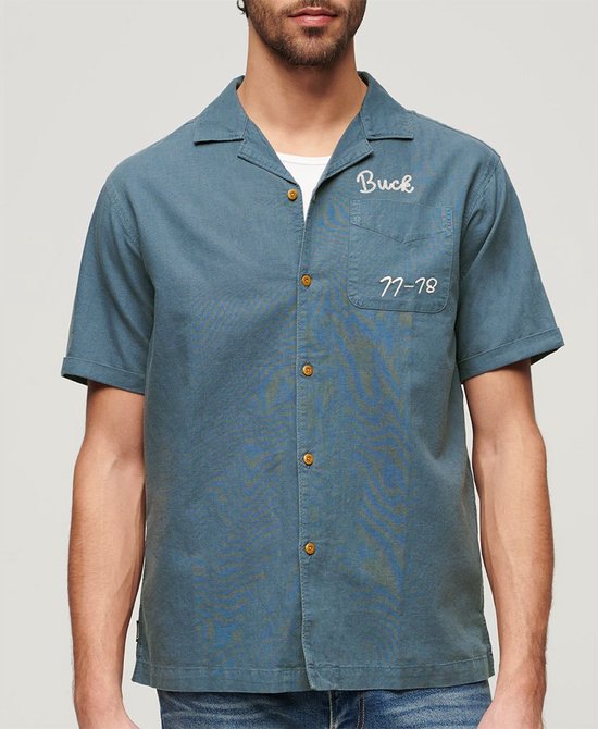 Superdry Vintage Resot Shirt Met Korte Mouwen Blauw L Man