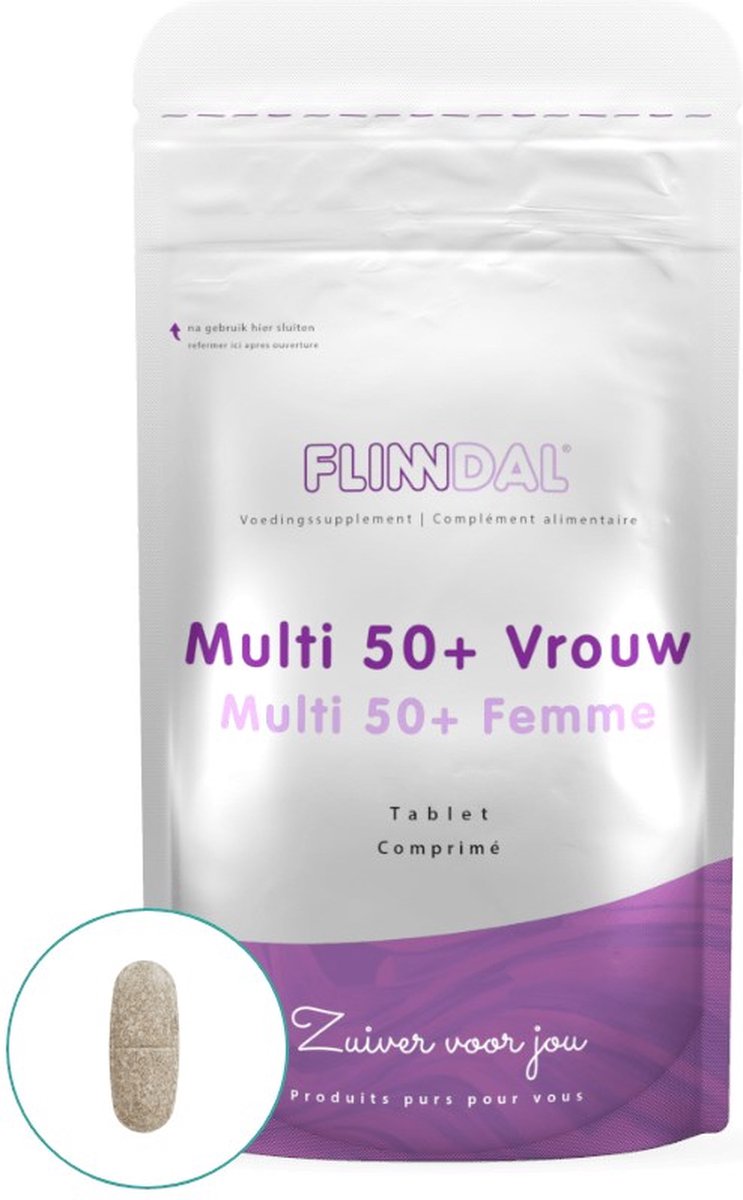 Flinndal Multi 50+ Tabletten - Multivitamine Voor Behoud van Vitaliteit - Voor Vrouwen van 50 tot 70 Jaar - 30 Tabletten