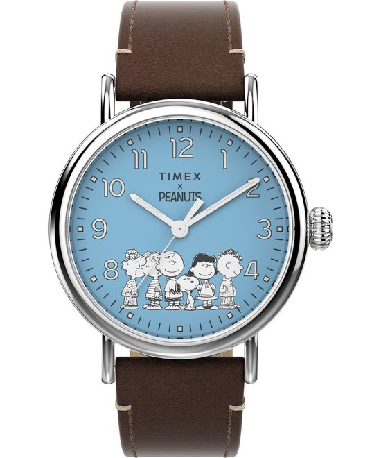 Timex Peanuts Waterbury Standard TW2V89800 Horloge - Leer - Bruin - Ø 40 mm
