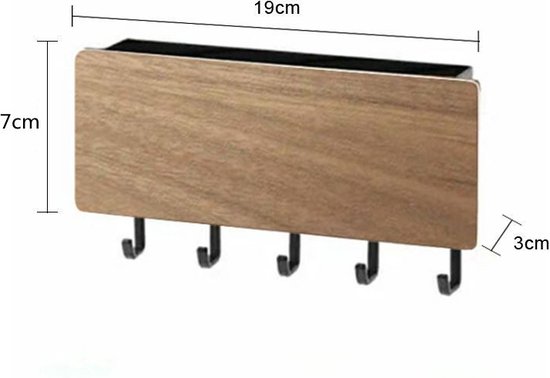 TDR - Sleutelrekje - Bamboo met donker hout motief - 19 x 3 x 7 cm - Merkloos