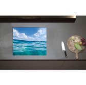 Inductieplaat Beschermer - Abstract uitzicht van de Blauwe Oceaan - 59x50 cm - 2 mm Dik - Inductie Beschermer - Bescherming Inductiekookplaat - Kookplaat Beschermer van Wit Vinyl