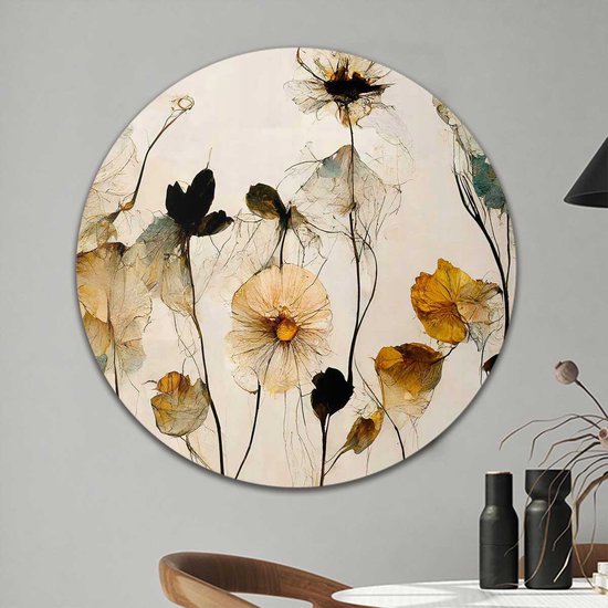 Muurcirkel Gedroogde bloemen | Forex | Ø 60cm | Inclusief ophangsysteem
