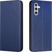 Luxe BookCover Hoes Etui geschikt voor Samsung Galaxy A55 - Blauw - Carbon