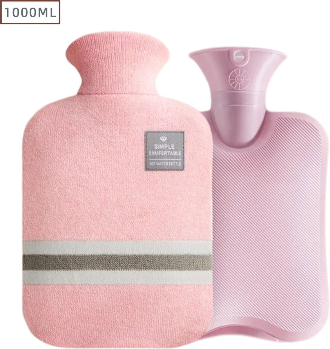Goedkoopste Actania Warmtekruik - Warmwaterzak Met Hoes - Warmwaterkruik - Warmtekussen - Knuffel Kruik - Bag - Roze 1000ml