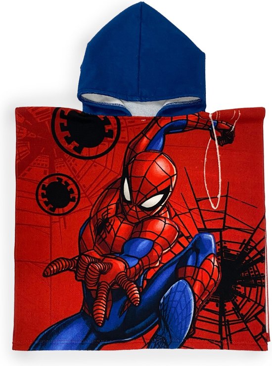 Poncho Spiderman avec capuche