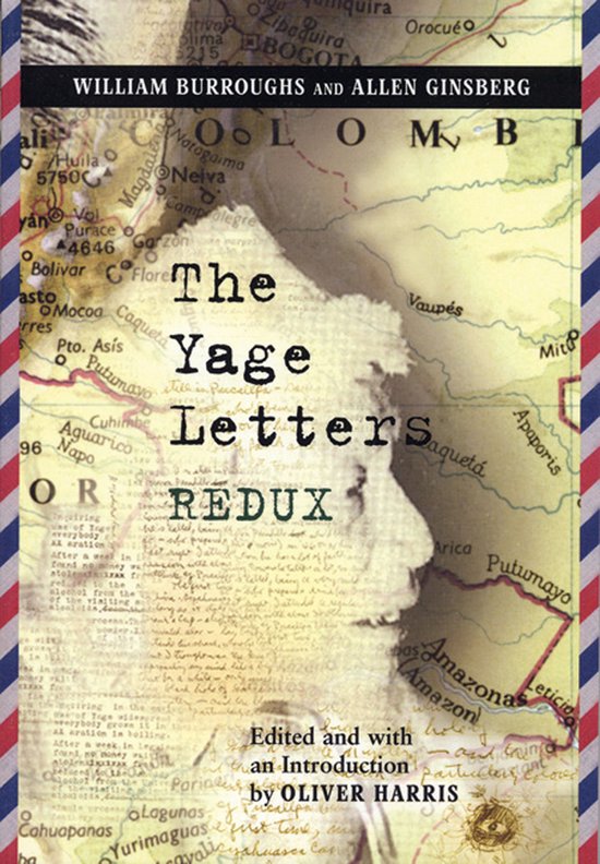 Boekomslag van 'The Yage Letters Redux' met een kaart van Colombia en tekst.