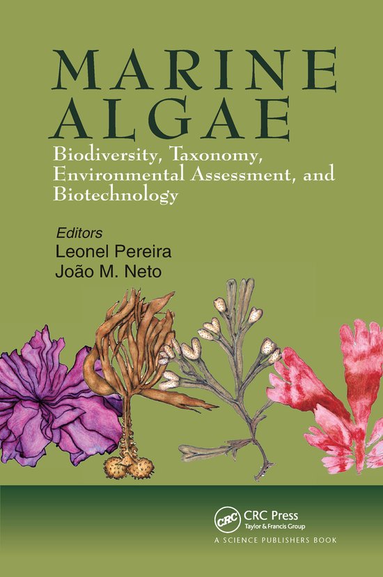 Boekomslag 'Marine Algae' met illustraties van roze, bruine en paarse algen.