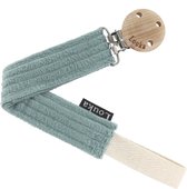 Louka Speenkoord brede rib groen de luxe - houten clip - speenketting