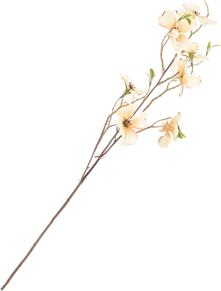 HomeBound by KY | Kunstbloem dogwood geel/crème | 75cm | kunsttak