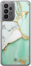 Casimoda® hoesje - Geschikt voor Samsung Galaxy A23 - Marmer Mintgroen - 2-in-1 case - Schokbestendig - Marble design - Verhoogde randen - Mint, Transparant