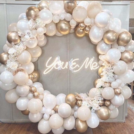 Parelwitte ballonboog kit, 155 stuks beige ballonslinger met witte parel zand witte ballonnen voor verjaardag, boho, bruiloft, verloving