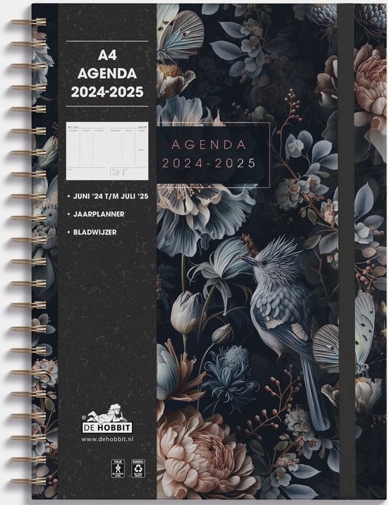 Foto: Hobbit a4 agenda 2024 2025 1 week op 2 pagina s a4 21 x 29 7 cm klassieke bloemen