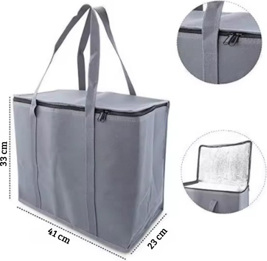 Janse® Koeltassen 2 stuks - Koeltas grijs - Lunchtas zwembad - Koelzak - Eten - Coolerbag - Cooltas - Picknicktas van Janse — afbeelding 2