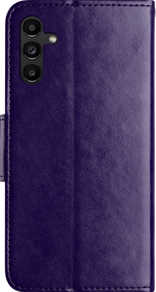 Mobigear Telefoonhoesje geschikt voor Samsung Galaxy A55 Hoesje | Mobigear Flowers Bookcase Portemonnee | Pasjeshouder voor 2 Pasjes | Telefoonhoesje voor Pinpas / OV Kaart / Rijbewijs - Paars