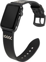 Leren bandje - Zwart - Bandje -i wacht 9 - Geshikt voor ALLE Apple Watch - Geschikt voor Apple Watch 42 / 44 / 45 / 49 mm - Series 1 2 3 4 5 6 7 8 9 SE - Banje 42 t/m 49 mm