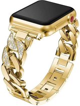 Vrouwen Armband - Bling Diamant Band - Metalen Riem Geschikt Voor Apple Watch Band - 42mm, 44mm, 45mm, 49mm - Voor Apple Smartwatch Serie 7 Se 6 5 4 - Luxe Design in Goud