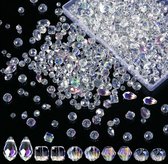 900st Kristal Glas Kralen Set, 4/6/8 mm Losse Glaskralen met Containerdoos Geboorde Kralen voor Doe-Het-Zelf Ketting Oorbel Armband Maken (AB-Kleur)