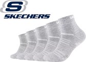 Skechers 5 PACK Chaussettes ou socquettes Quarter sneaker 35/38 Grijs Sans couture en coton peigné et sans pression sur le stretch avec garantie à 100% de ne pas s'affaisser