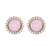 Behave Boucles d'oreilles femmes - Oosteker dames couleur or - pierre de cristal rose opale avec anneau amovible avec cristaux transparents