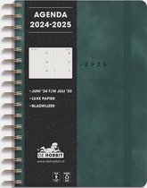Hobbit - Agenda Luxe Ringband - 2024-2025 - 1 week op 2 pagina's - A5 (14,8 x 21 cm) - Suède look donkergroen