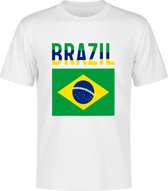 T-shirt Brazil – Voetbalshirt Brazilië – Maat L (146/152) – Brazil – Brasil – T-shirt Wit – Voetbalshirt