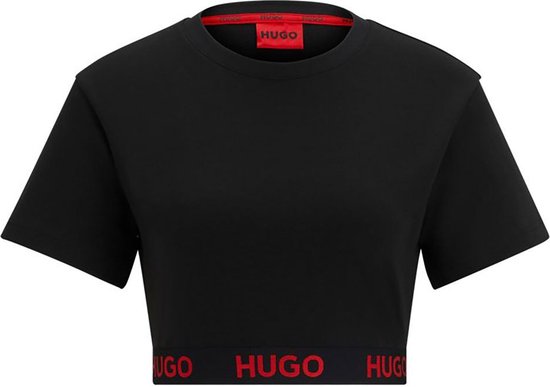 Hugo Sporty Logo T-shirt Met Korte Mouwen Zwart S Vrouw