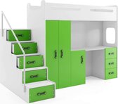 lit ado / lit mezzanine avec bureau et matelas Max 4 Wit vert